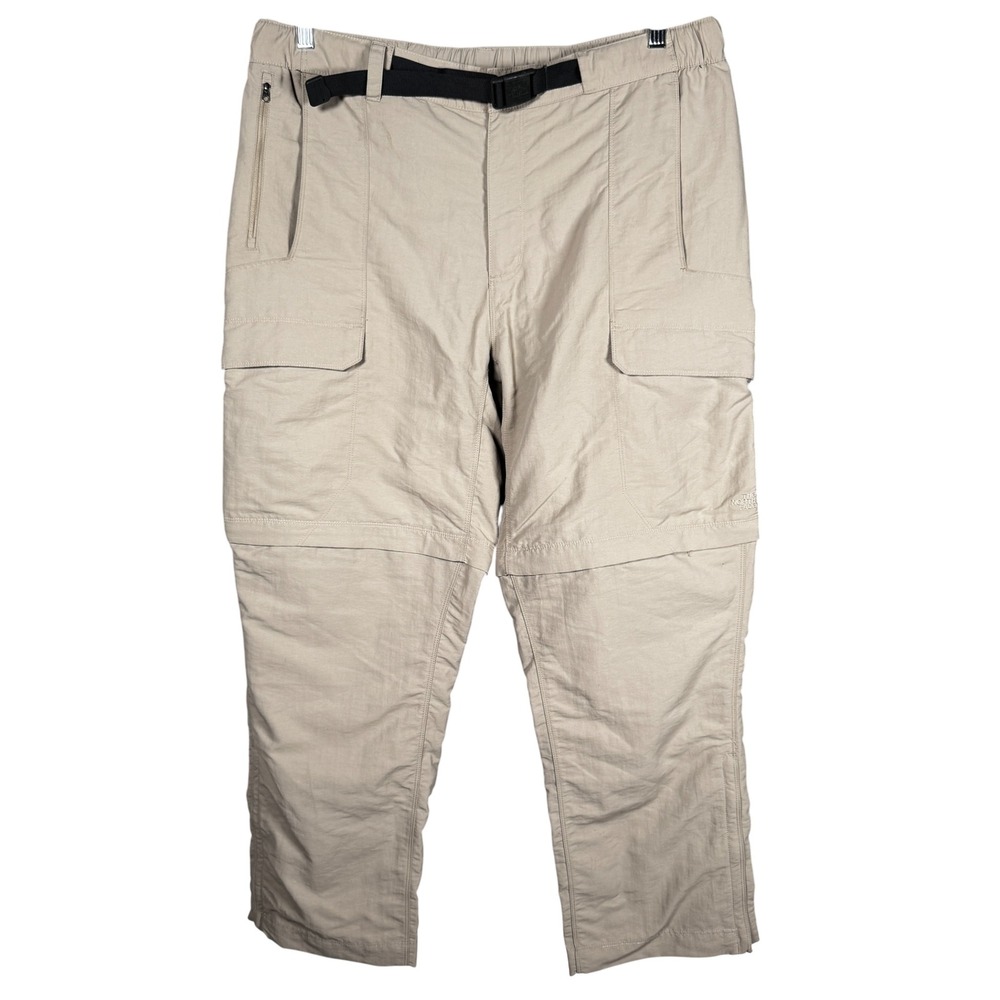 The North Face Convertable Hiking Cargo Pants Khaki Zip Off Legs‎ Mens XL Hiking